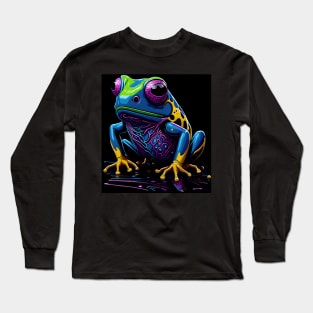 Splash Art of a Cute Colorful Frog Long Sleeve T-Shirt